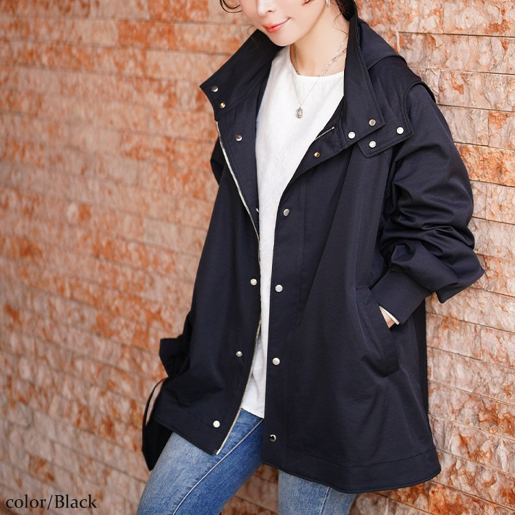 大きいサイズ レディース スタンドカラーフレアマウンテンパーカー11