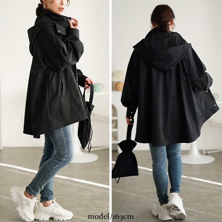 大きいサイズ レディース スタンドカラーフレアマウンテンパーカー13
