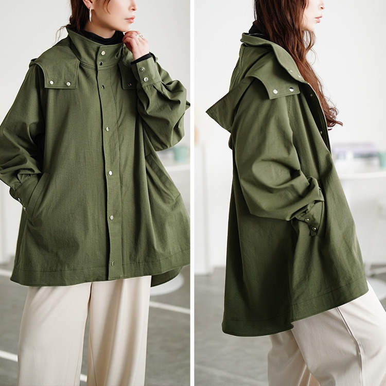 大きいサイズ レディース スタンドカラーフレアマウンテンパーカー7