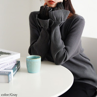 大きいサイズ レディース ラメレイヤード袖ハートネックリブニット