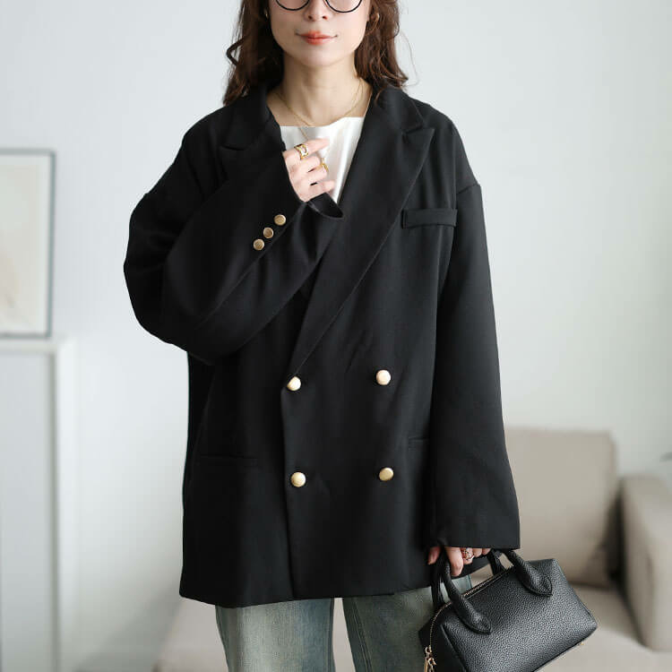 大きいサイズ レディース ダブルボタンワイドテーラードジャケット7