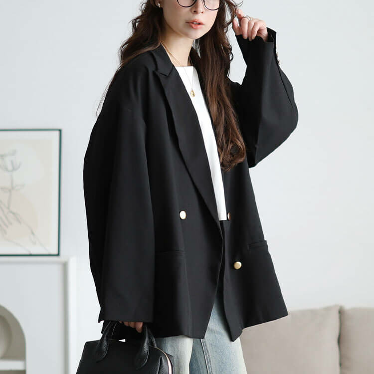 大きいサイズ レディース ダブルボタンワイドテーラードジャケット8