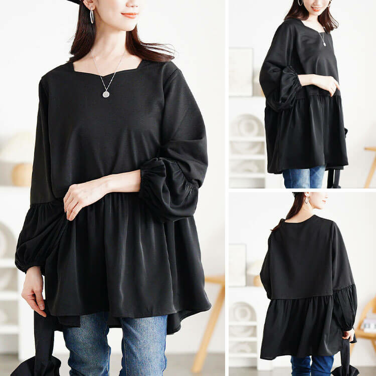 大きいサイズ レディース ヴィラーゴスリーブ異素材チュニック10