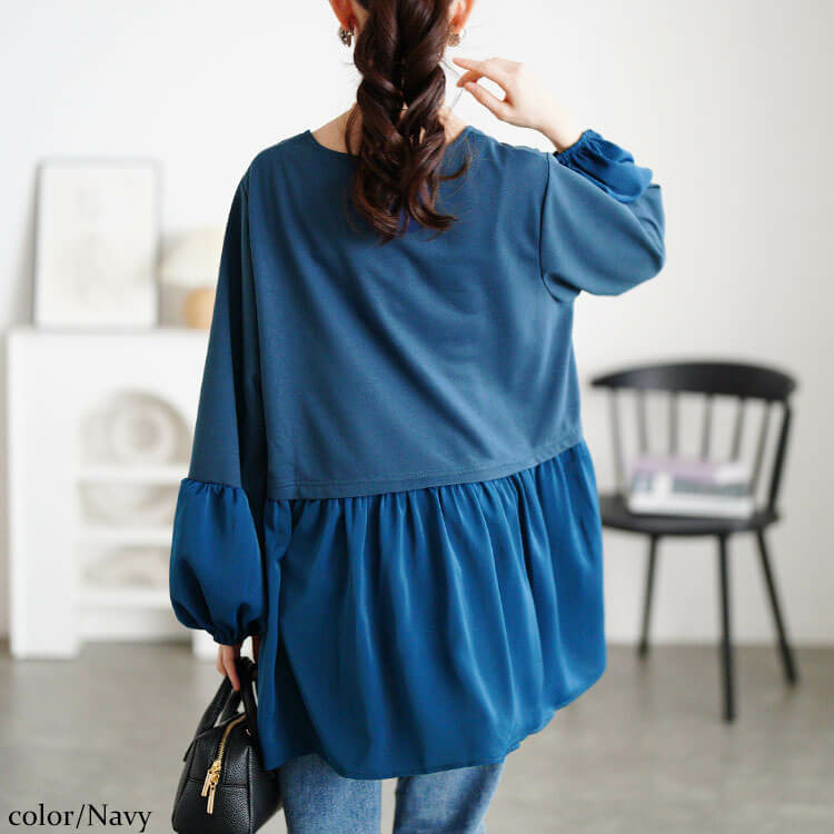 大きいサイズ レディース ヴィラーゴスリーブ異素材チュニック11