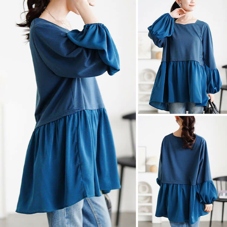 大きいサイズ レディース ヴィラーゴスリーブ異素材チュニック12