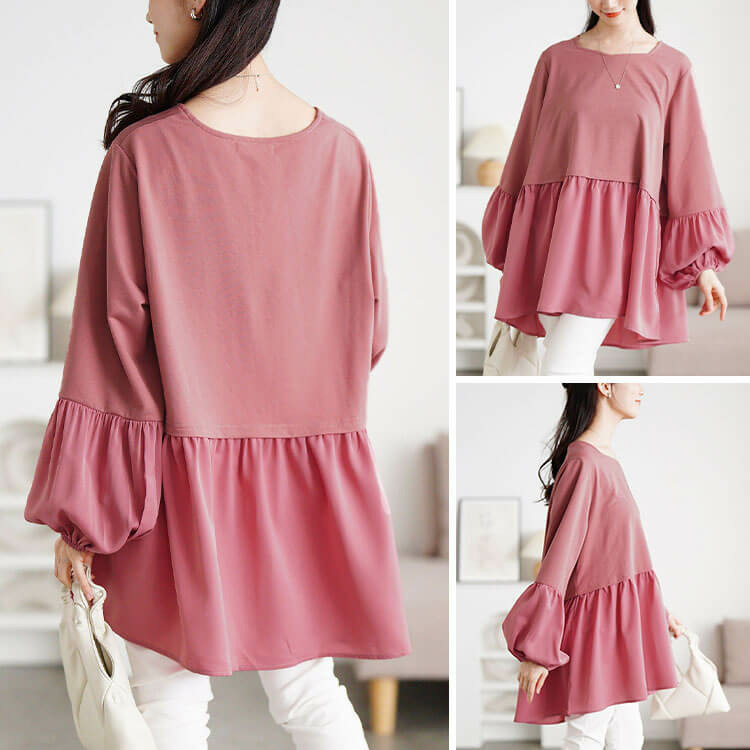 大きいサイズ レディース ヴィラーゴスリーブ異素材チュニック7