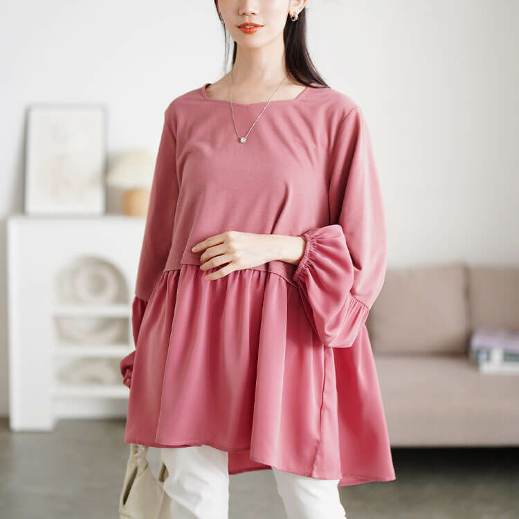 大きいサイズ レディース ヴィラーゴスリーブ異素材チュニック8