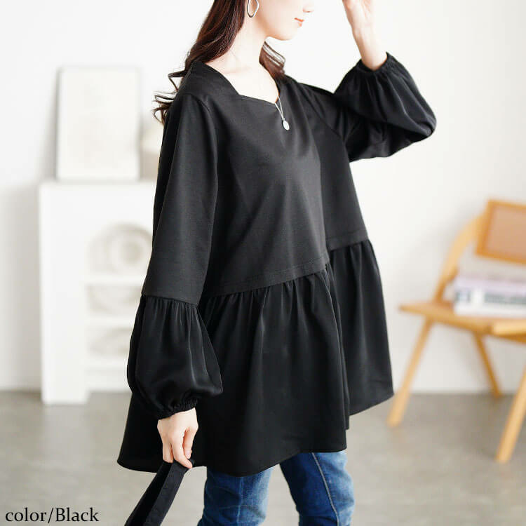 大きいサイズ レディース ヴィラーゴスリーブ異素材チュニック9