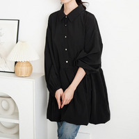 大きいサイズ レディース リボンカフスバルーンペプラムチュニック