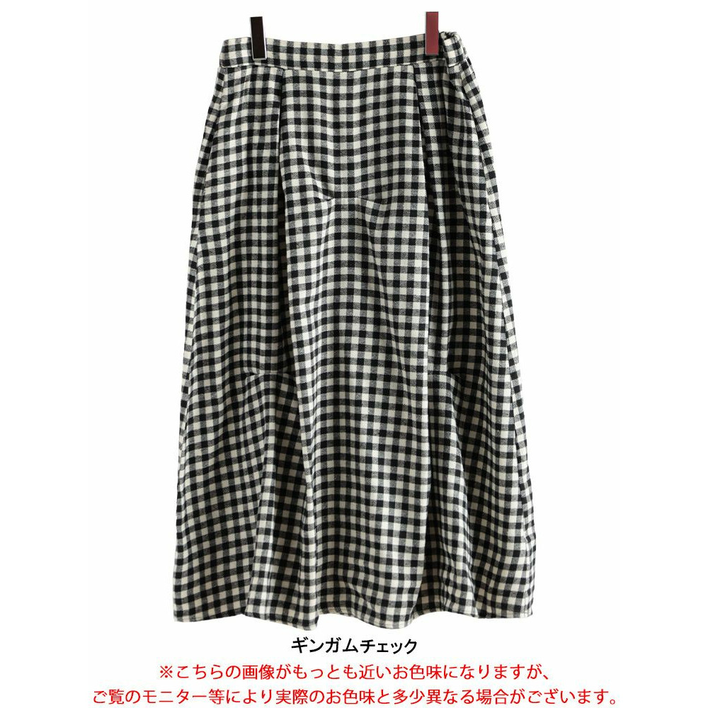 大きいサイズ レディース ギンガムチェック柄タックコクーンスカート16
