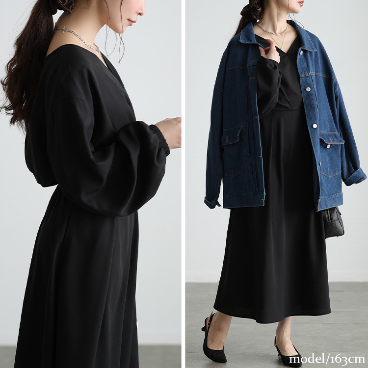 大きいサイズ レディース カシュクールウエストタックワンピース11