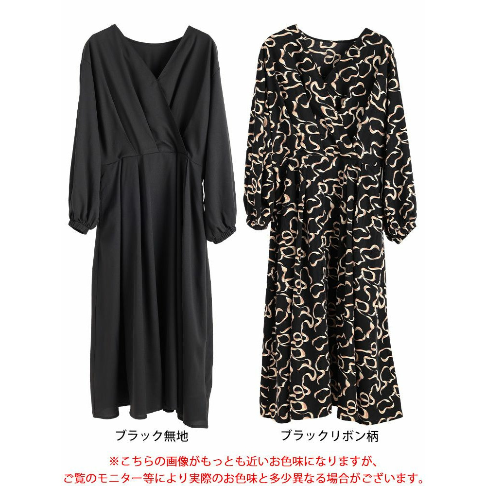 大きいサイズ レディース カシュクールウエストタックワンピース16