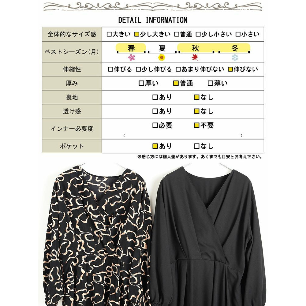 大きいサイズ レディース カシュクールウエストタックワンピース18