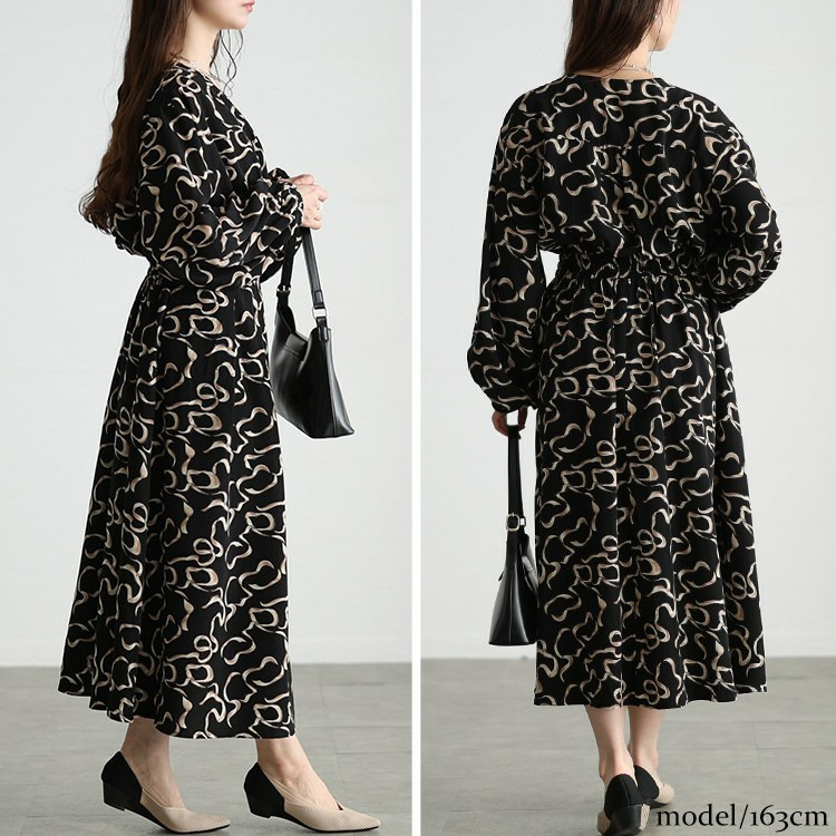 大きいサイズ レディース カシュクールウエストタックワンピース7