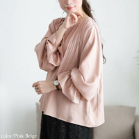 大きいサイズ レディース 消しプリーツキャンディスリーブブラウス