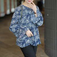大きいサイズ レディース 花柄消しプリーツキャンディスリーブブラウス
