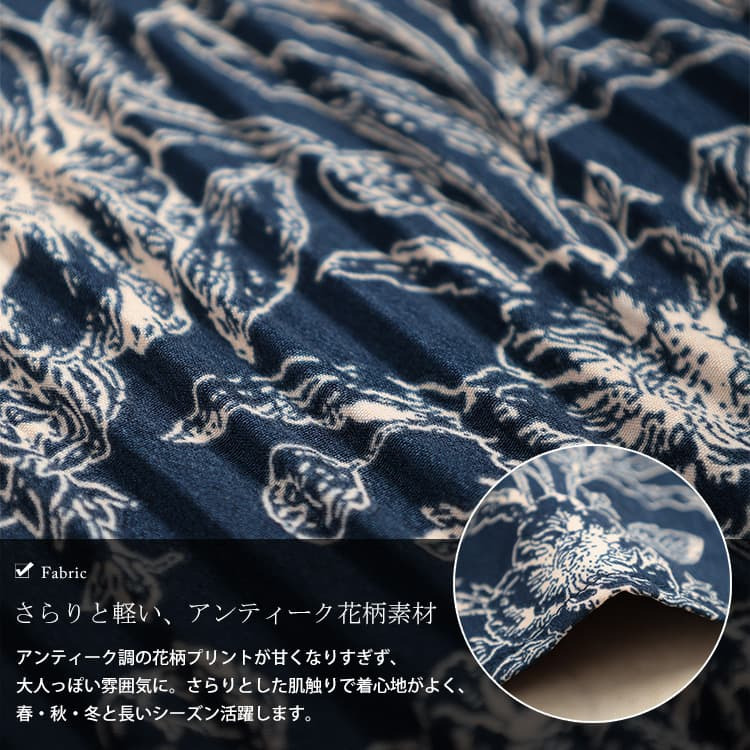 大きいサイズ レディース 花柄消しプリーツキャンディスリーブブラウス5