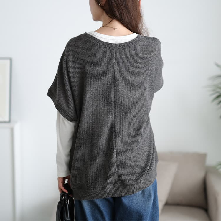 大きいサイズ レディース 畦編みドルマン&ロンT2点セット10