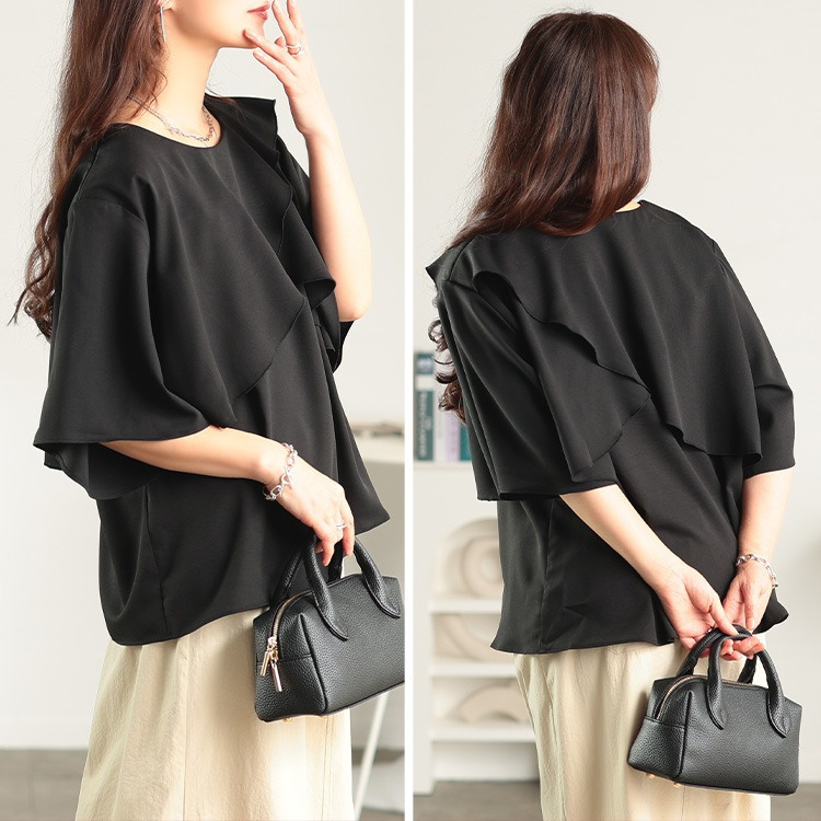 大きいサイズ レディース ケープレイヤードブラウス12
