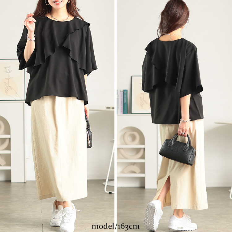 大きいサイズ レディース ケープレイヤードブラウス13
