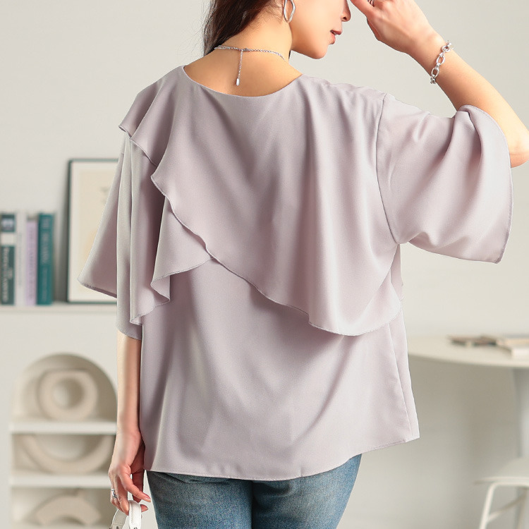 大きいサイズ レディース ケープレイヤードブラウス8