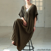 大きいサイズ レディース 接触冷感シャーリングバタフライ袖ワンピース