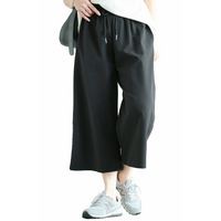 大きいサイズ レディース 軽量ストレッチクロップドワイドパンツ