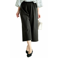 大きいサイズ レディース 軽量ストレッチクロップドワイドパンツ