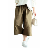 大きいサイズ レディース 軽量ストレッチクロップドワイドパンツ
