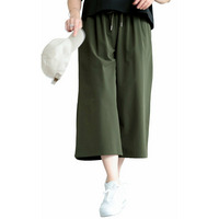 大きいサイズ レディース 軽量ストレッチクロップドワイドパンツ