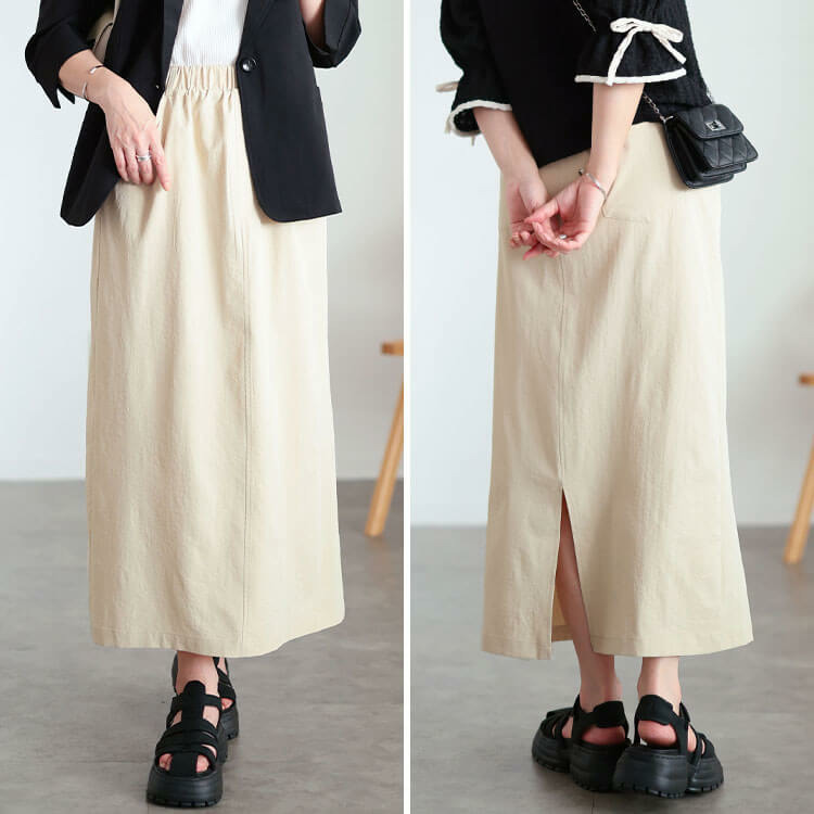 大きいサイズ レディース 接触冷感ストレッチナロースカート11