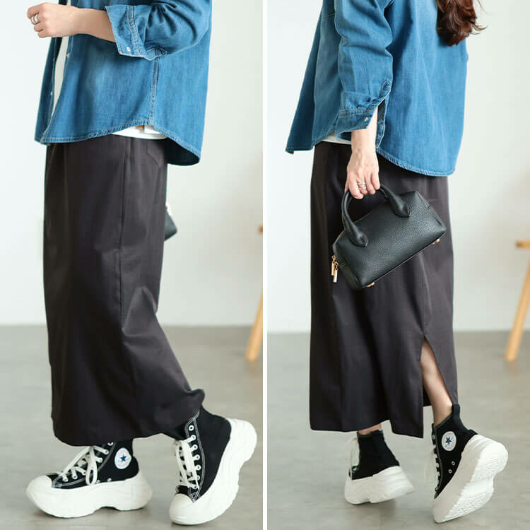 大きいサイズ レディース 接触冷感ストレッチナロースカート9