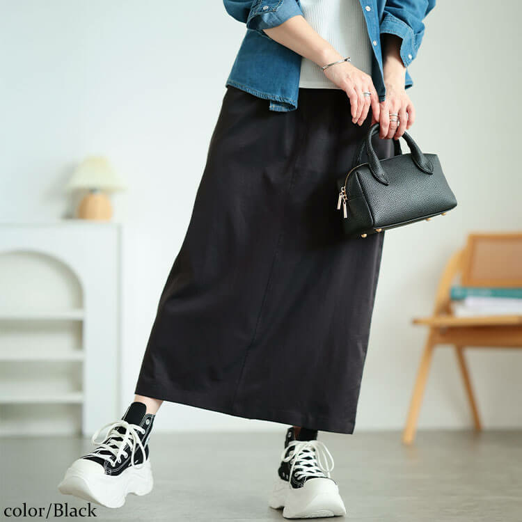 大きいサイズ レディース 接触冷感ストレッチナロースカート1