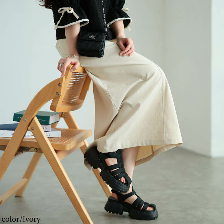 大きいサイズ レディース 接触冷感ストレッチナロースカート1