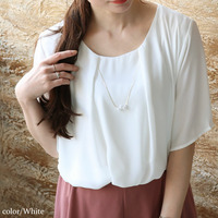 大きいサイズ レディース ネックレス付きブラウス