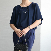 大きいサイズ レディース ネックレス付きブラウス