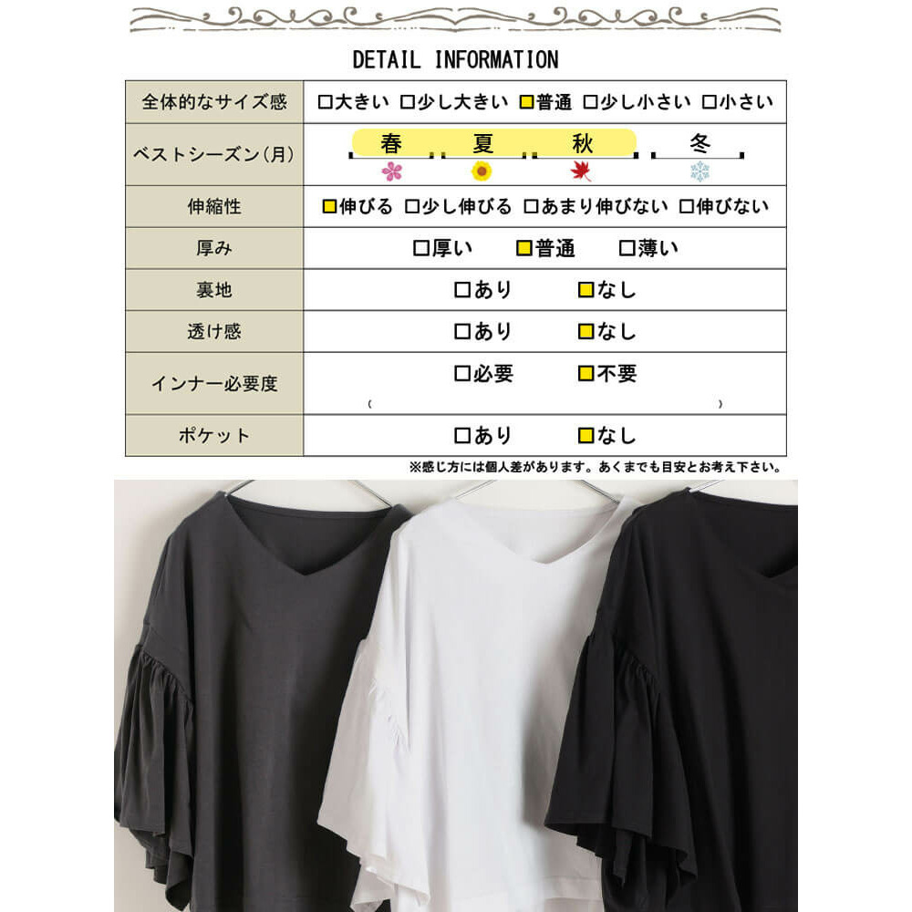 大きいサイズ レディース ギャザーフレアスリーブコットンプルオーバー19