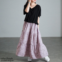 大きいサイズ レディース 冷感花柄ドッキングティアードワンピース