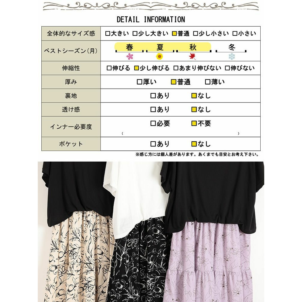 大きいサイズ レディース 冷感花柄ドッキングティアードワンピース19