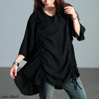 大きいサイズ レディース 冷感シャーリングオーバーシャツチュニック