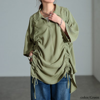 大きいサイズ レディース 冷感シャーリングオーバーシャツチュニック