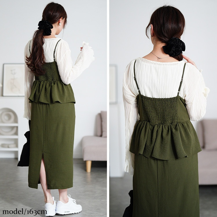 大きいサイズ レディース 冷感ペプラムビスチェワンピース10