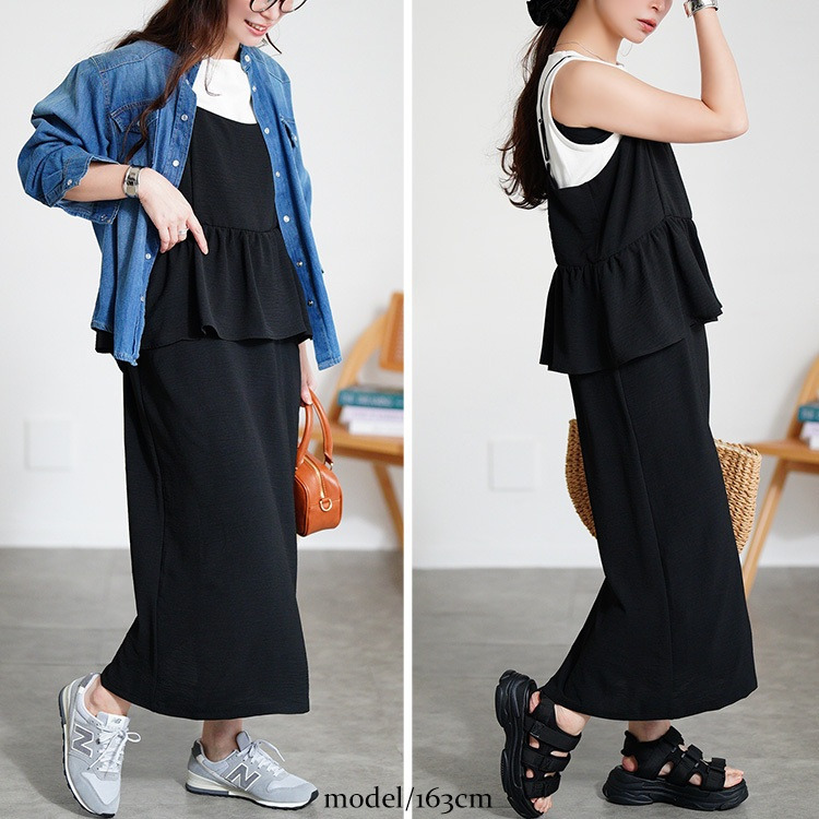 大きいサイズ レディース 冷感ペプラムビスチェワンピース14