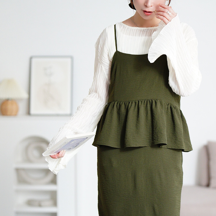 大きいサイズ レディース 冷感ペプラムビスチェワンピース8