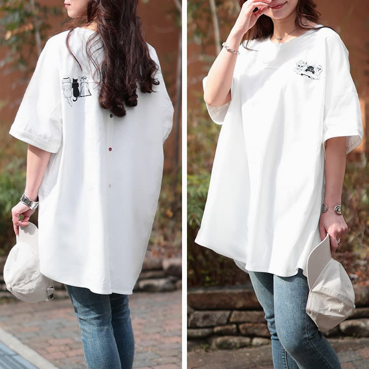 大きいサイズ レディース アニマルプリントコットンTシャツ13