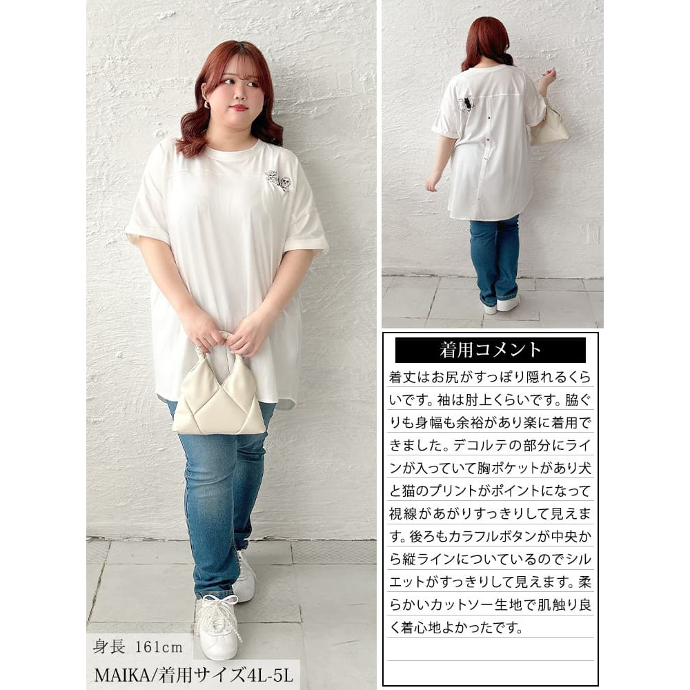 大きいサイズ レディース アニマルプリントコットンTシャツ16