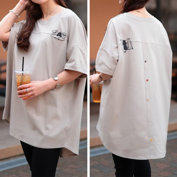 大きいサイズ レディース アニマルプリントコットンTシャツ8