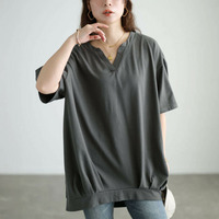 大きいサイズ レディース 冷感キーネック裾タックチュニック