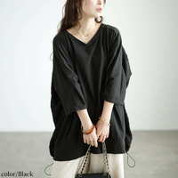 大きいサイズ レディース 後ろ異素材切り替えドルマンチュニック
