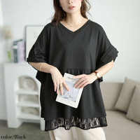 大きいサイズ レディース レースレイヤードペプラムチュニック